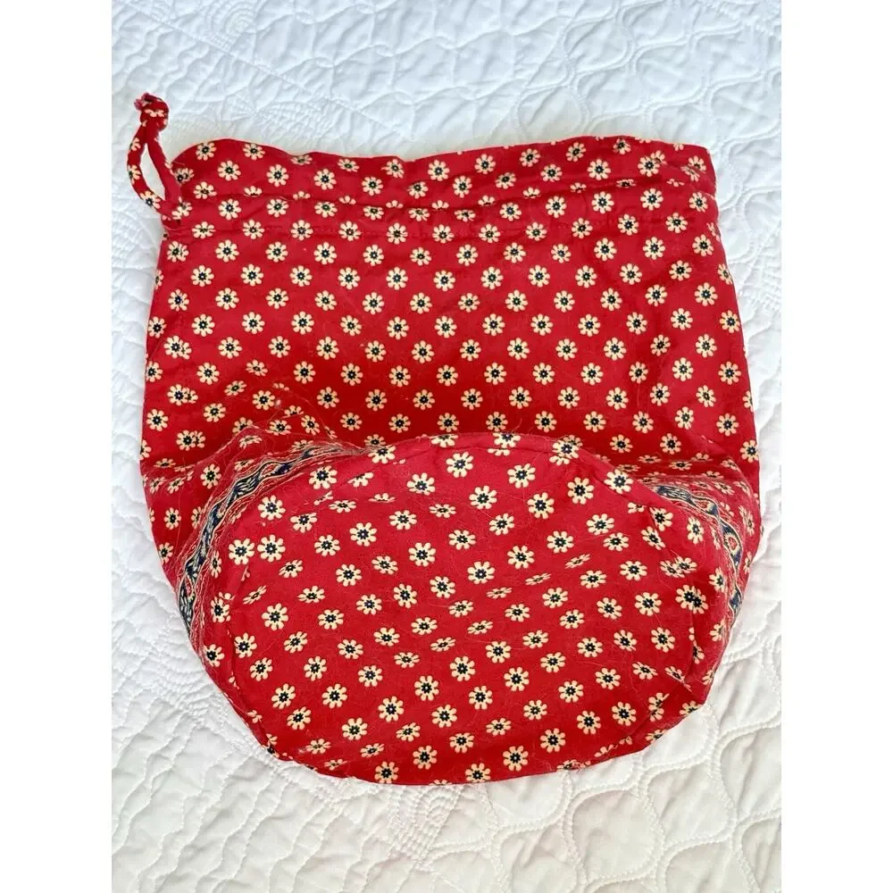 Vera Bradley Apple Green Diddy + Red Provincial Drawstring Wet Bags Set 2